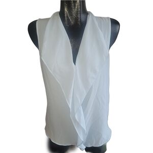 Light Baby Blue Sleeveless Ruffle Blouse L